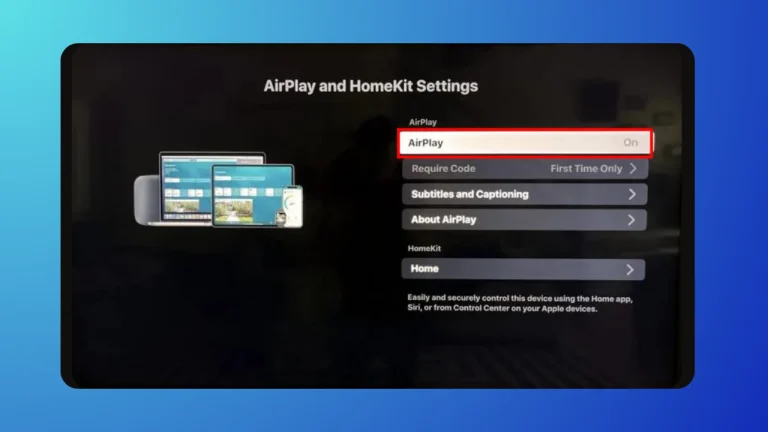 turn on apple airplay and home kit settings