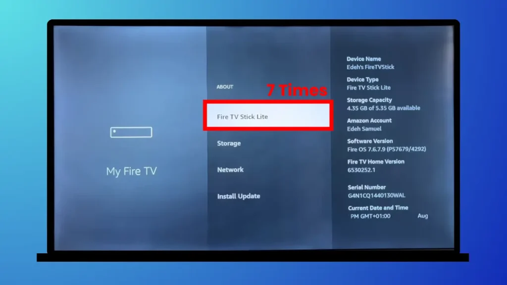 Enabling developer options in Firestick step 4 of installing IPTV Smarters on firestick