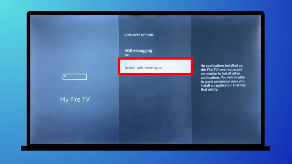 Enabling developer options in Firestick step 6 of installing IPTV Smarters on firestick