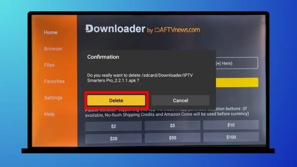 Installing IPTV Smarters APK step 8 of IPTV Smarter installation on firestick